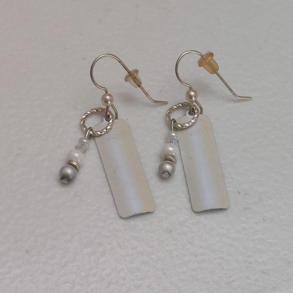 Boho Vibe 925 Sterling Silver Hook Earrings White Accents